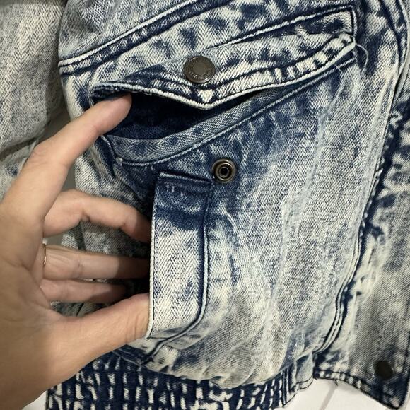 Vintage Acid Wash Denim Jean Bomber Jacket Y2K Ruth Douglas Floral Size Medium - Picture 6 of 15